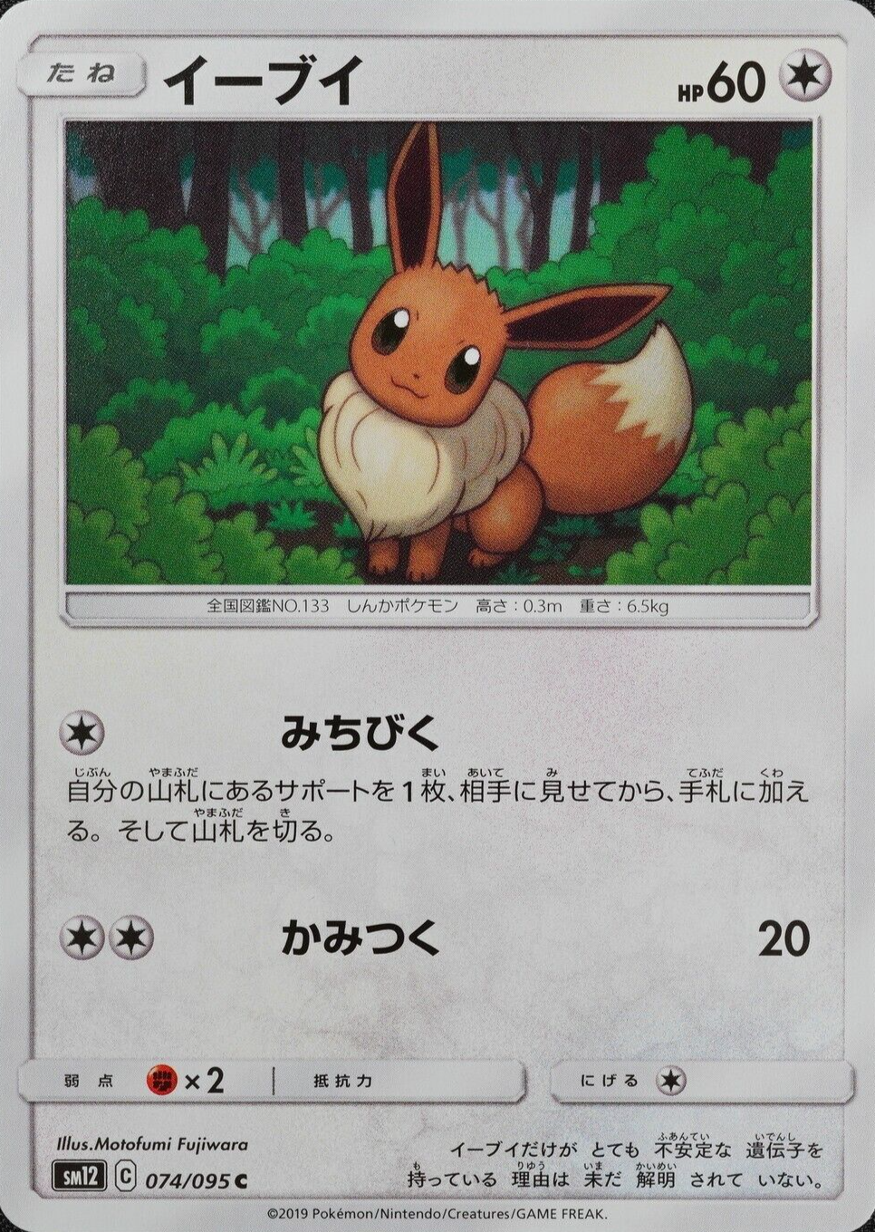 Pokemon Card Eevee 074/095 C Nintendo 2019 HP60 Japanese F2121