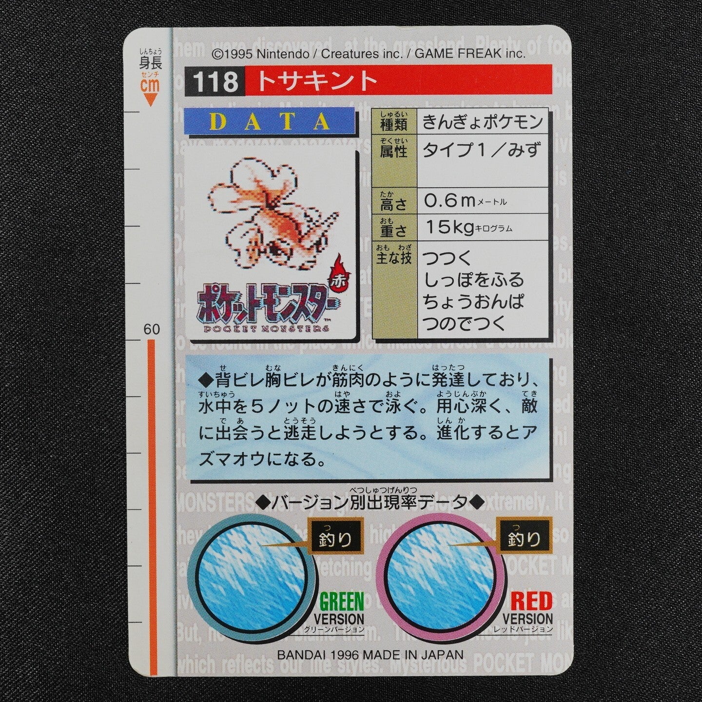 Pokemon Card Goldeen 118 Bandai Carddass 1996 Red Japanese F2482