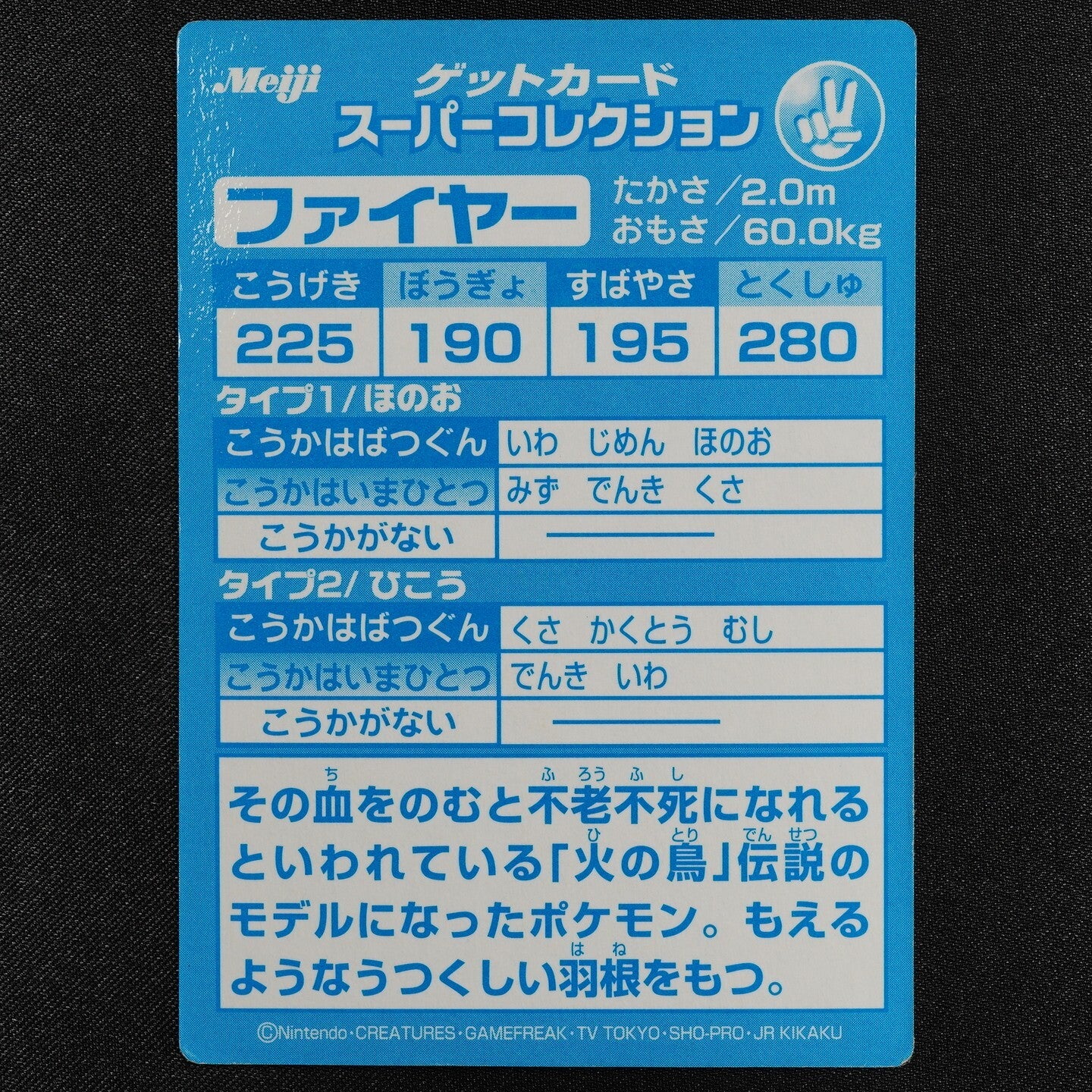 Pokemon Card Moltres Meiji Get Card Nintendo Holo Japanese F3131