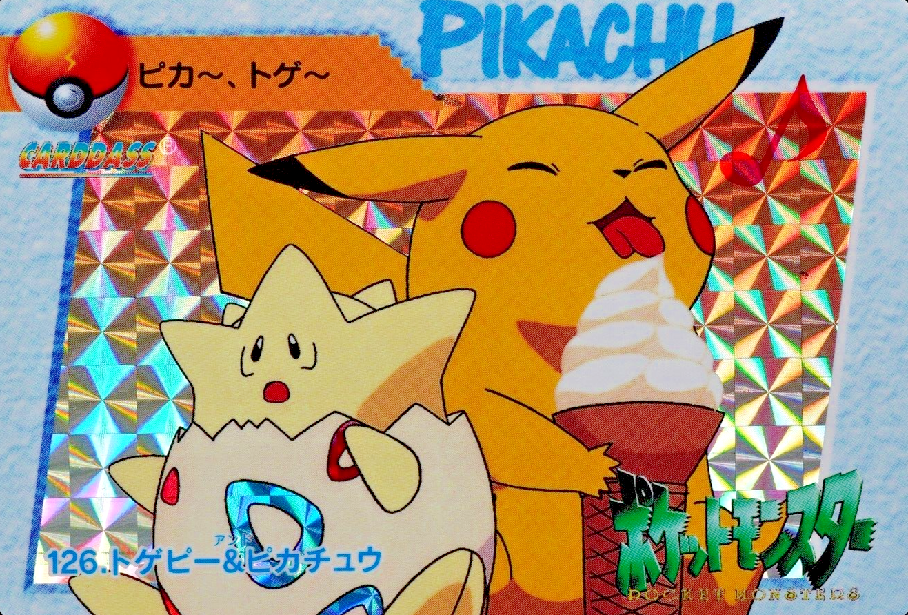 Pokemon Card Togepi & Pikachu 126 Bandai Carddass Anime Collection Prism F4187