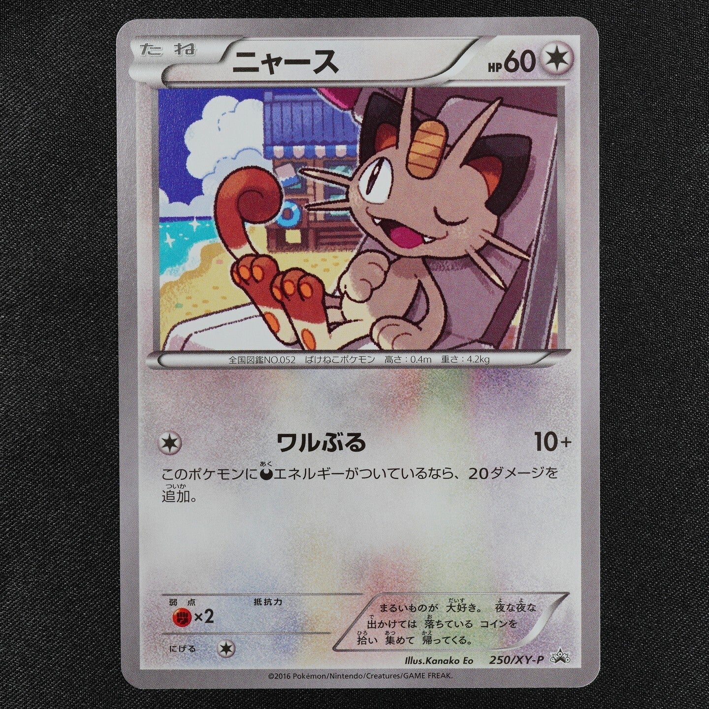 Pokemon Card Meowth 250/XY-P Nintendo 2016 HP60 Japanese F2122