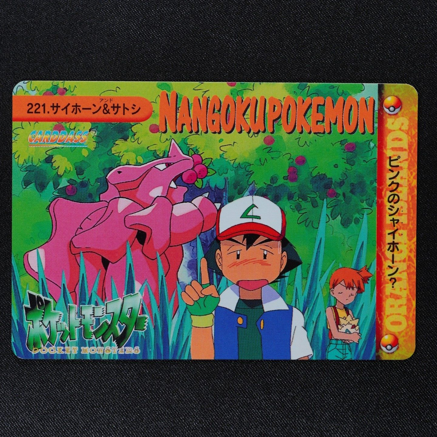 Pokemon Card Rhyhorn & Ash 221 Bandai Carddass 1999 Anime Collection F3394