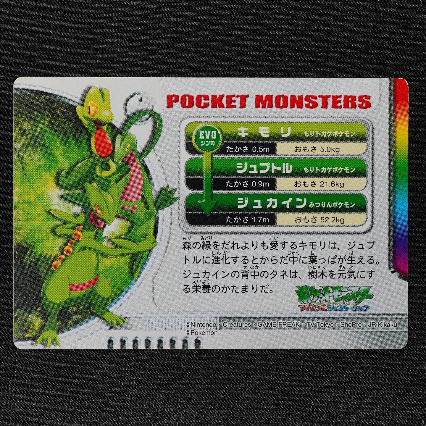 Pokemon Zukan Card Treecko Grovyle Sceptile EVO Advance Generation 3D F3023