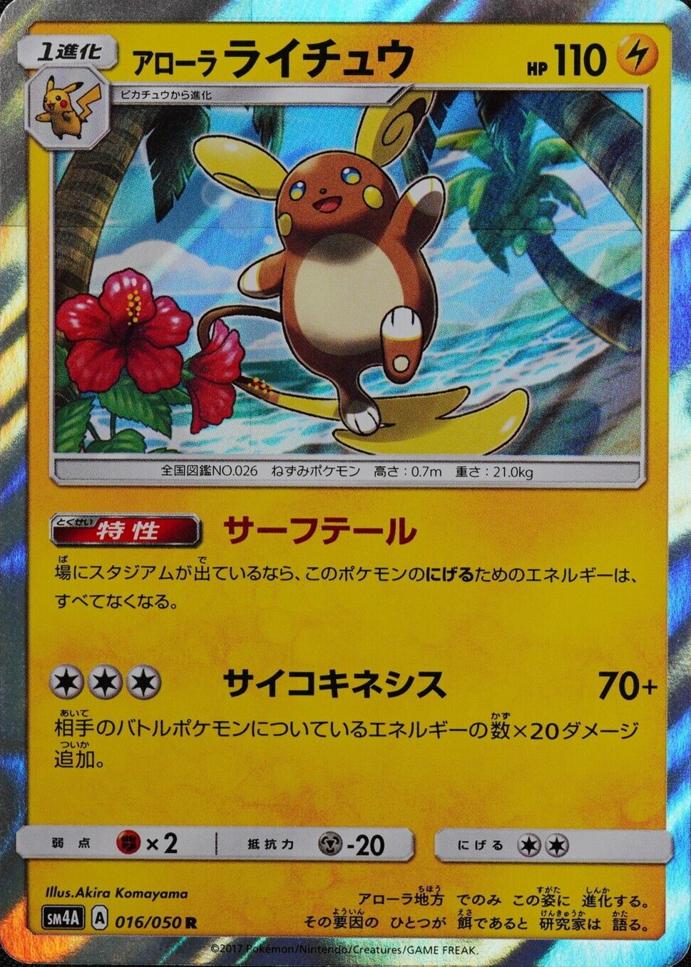 Pokemon Card Alolan Raichu SM4A 016/050 R Nintendo 2017 Japanese F3066