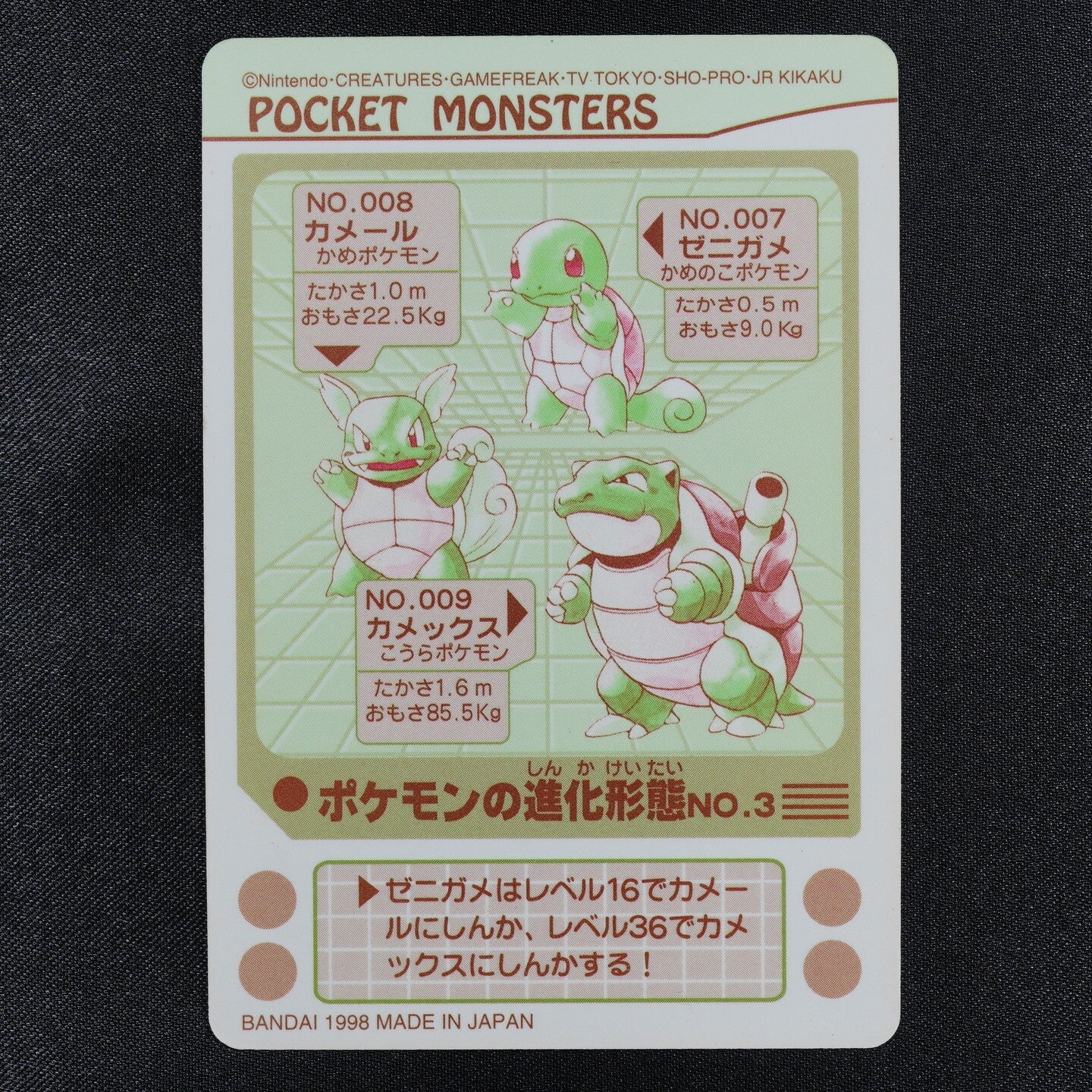 Pokemon Card Squirtle Wartortle Blastoise Bandai Sealdass Evolution No.3 F3002