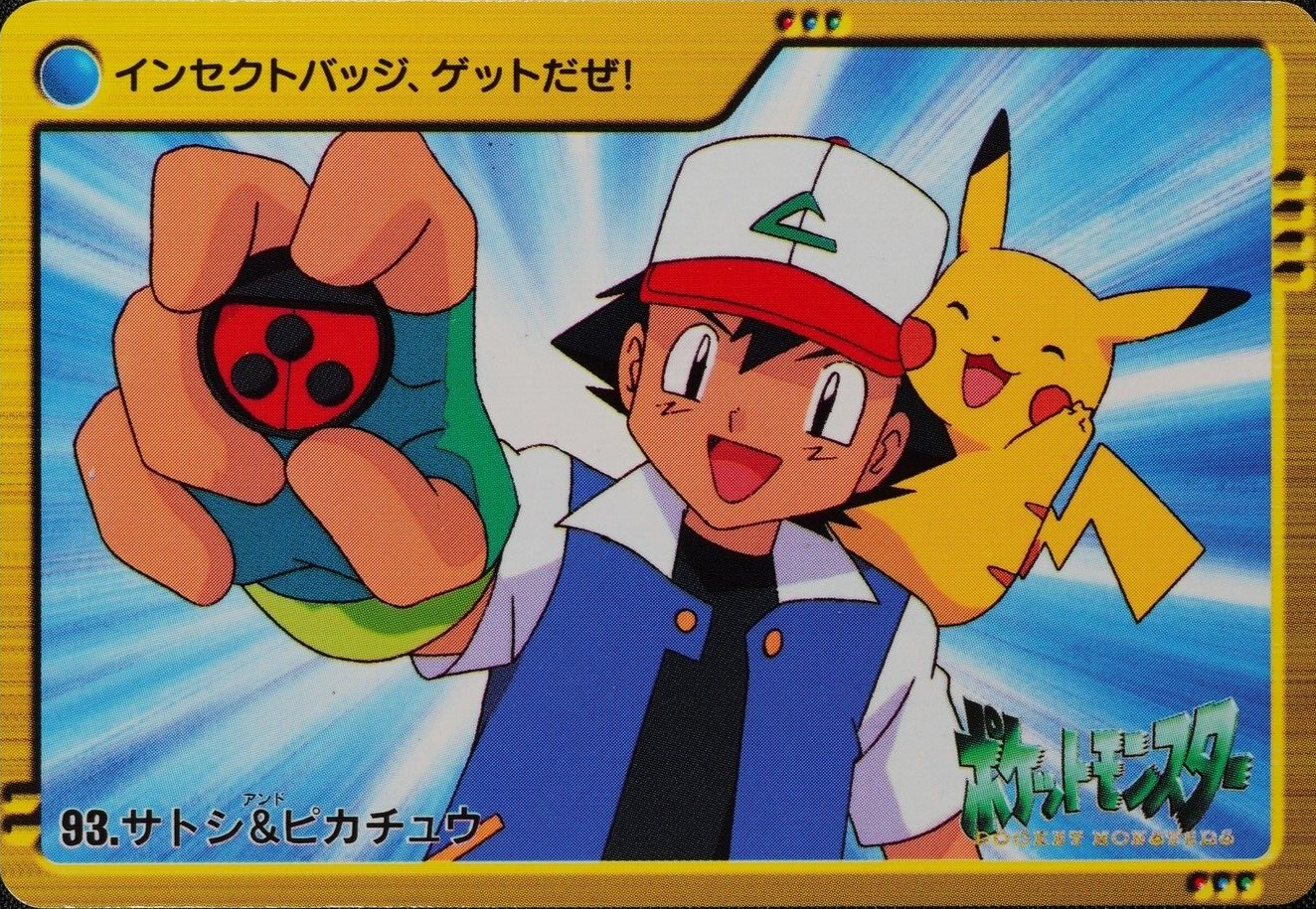 Pokemon Card Ash & Pikachu 93 Bandai Carddass 2000 Anime Collection F1295