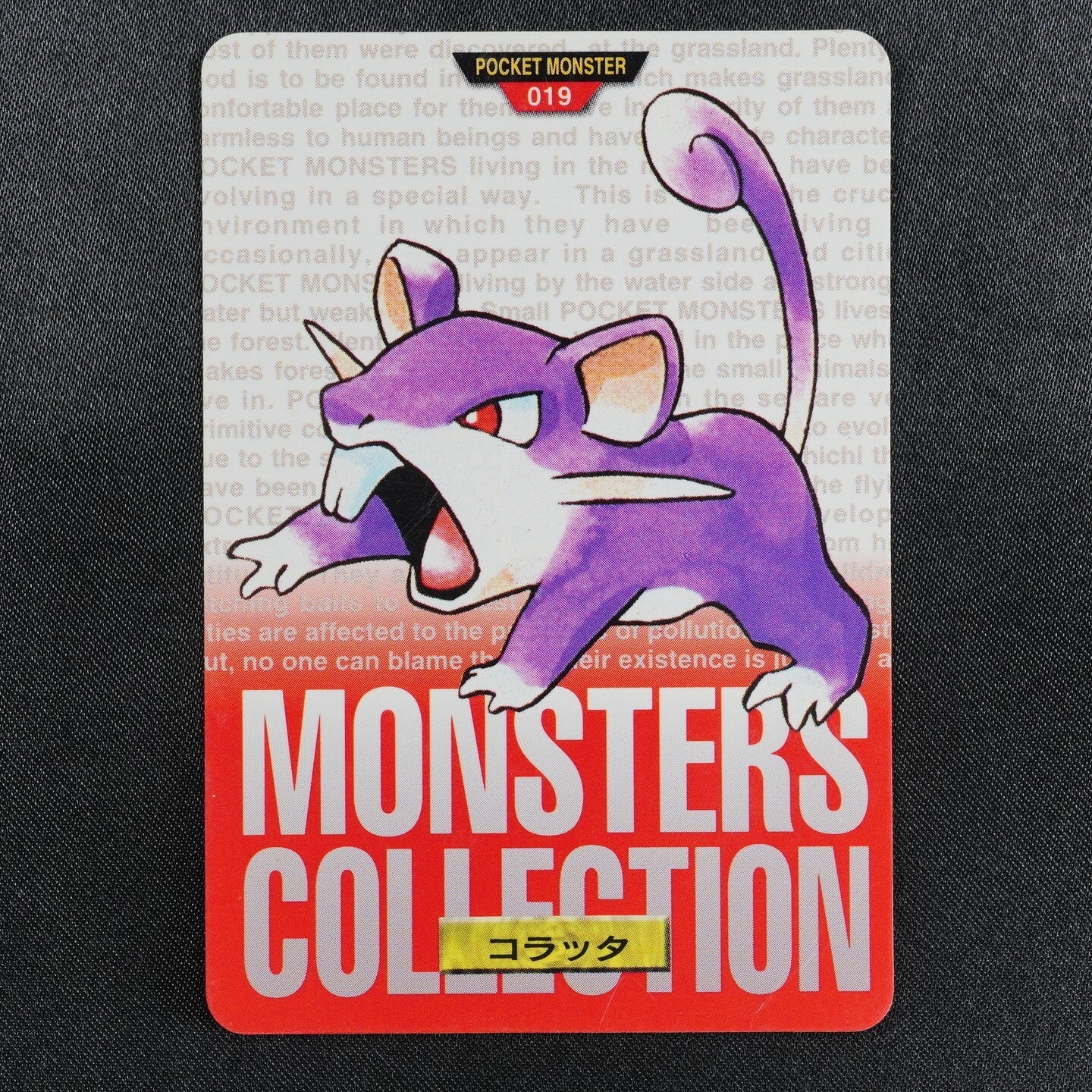 Pokemon Card Rattata 019 Bandai Carddass 1996 Made in Japan Red F8333