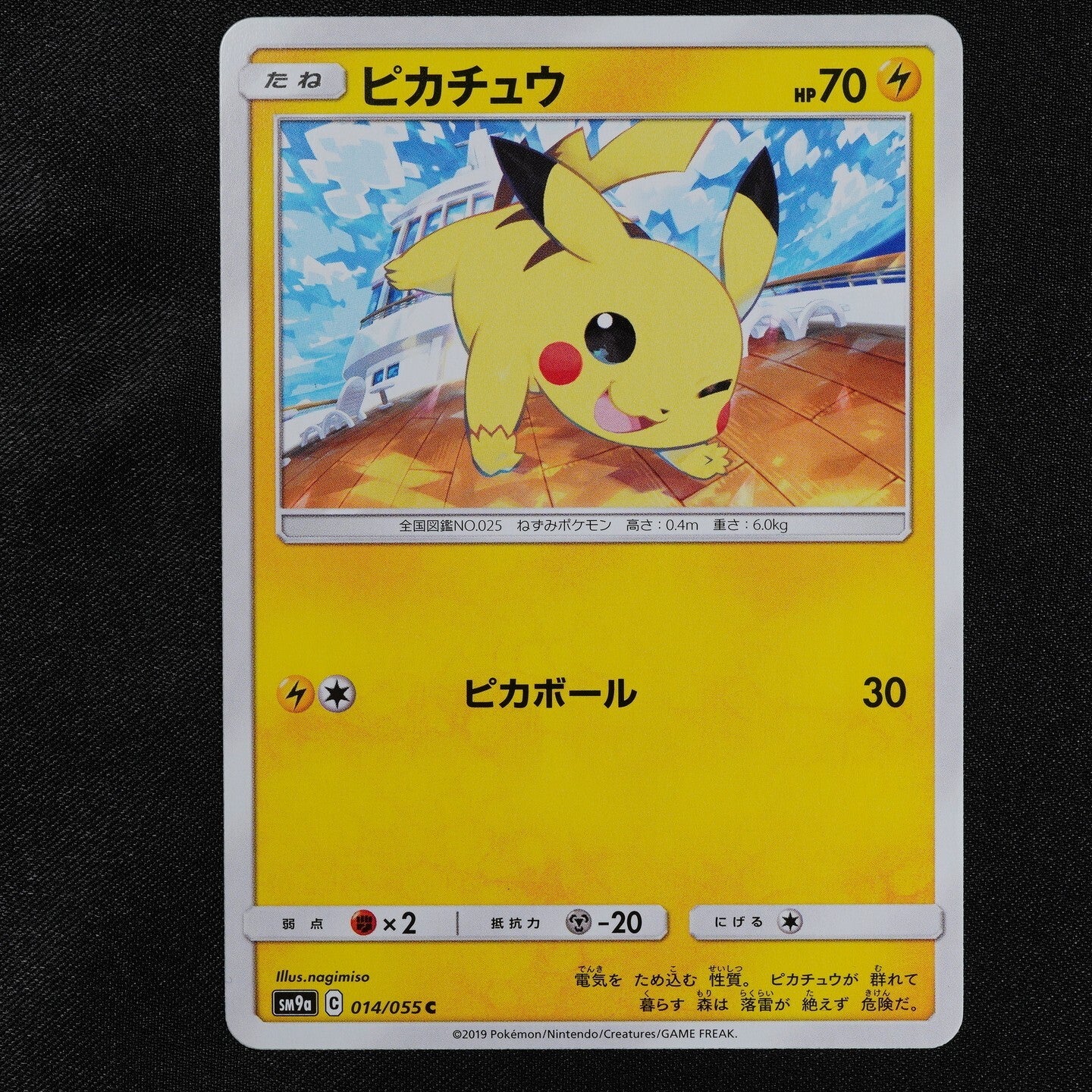Pokemon Card Pikachu 014/055 C SM9a Nintendo 2019 HP70 Japanese F2116