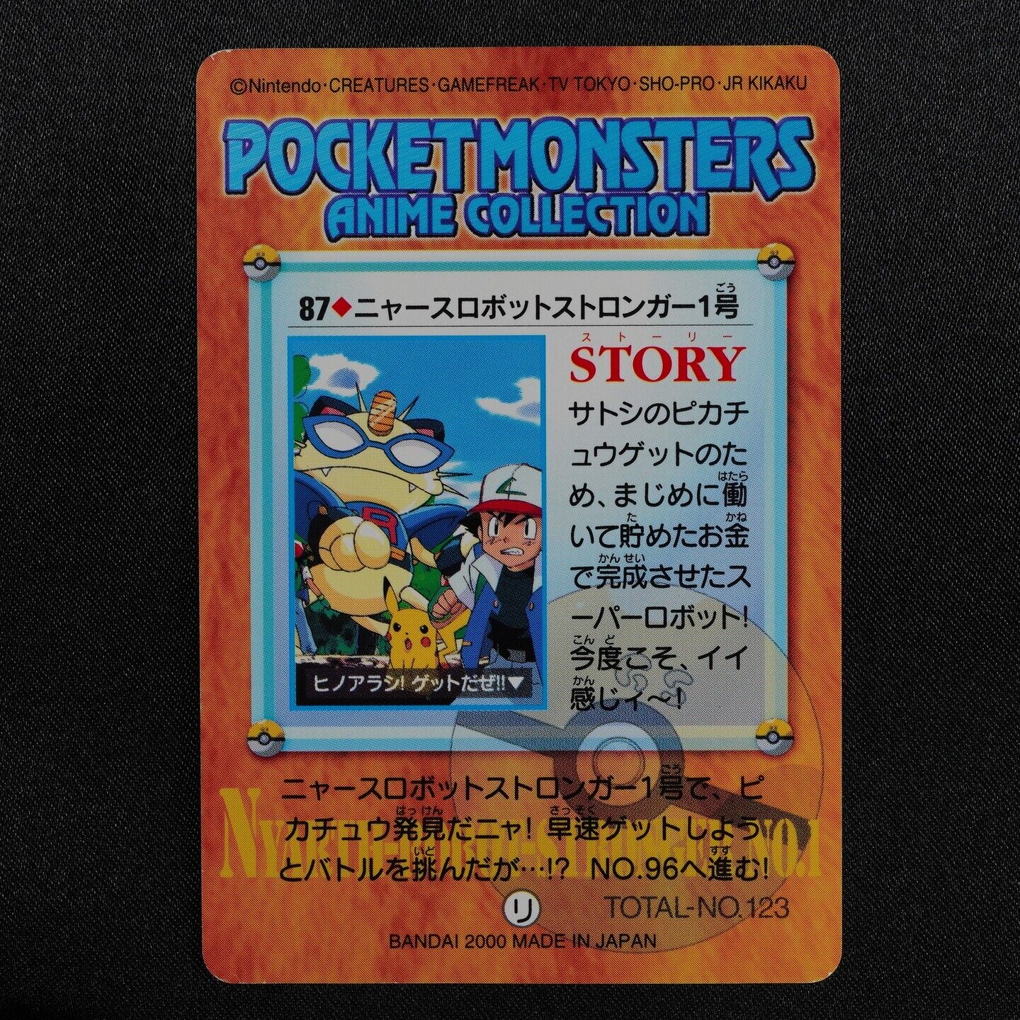 Pokemon Card 87 Meowth Robot Stronger 1 Bandai Carddass Anime Collection F5086