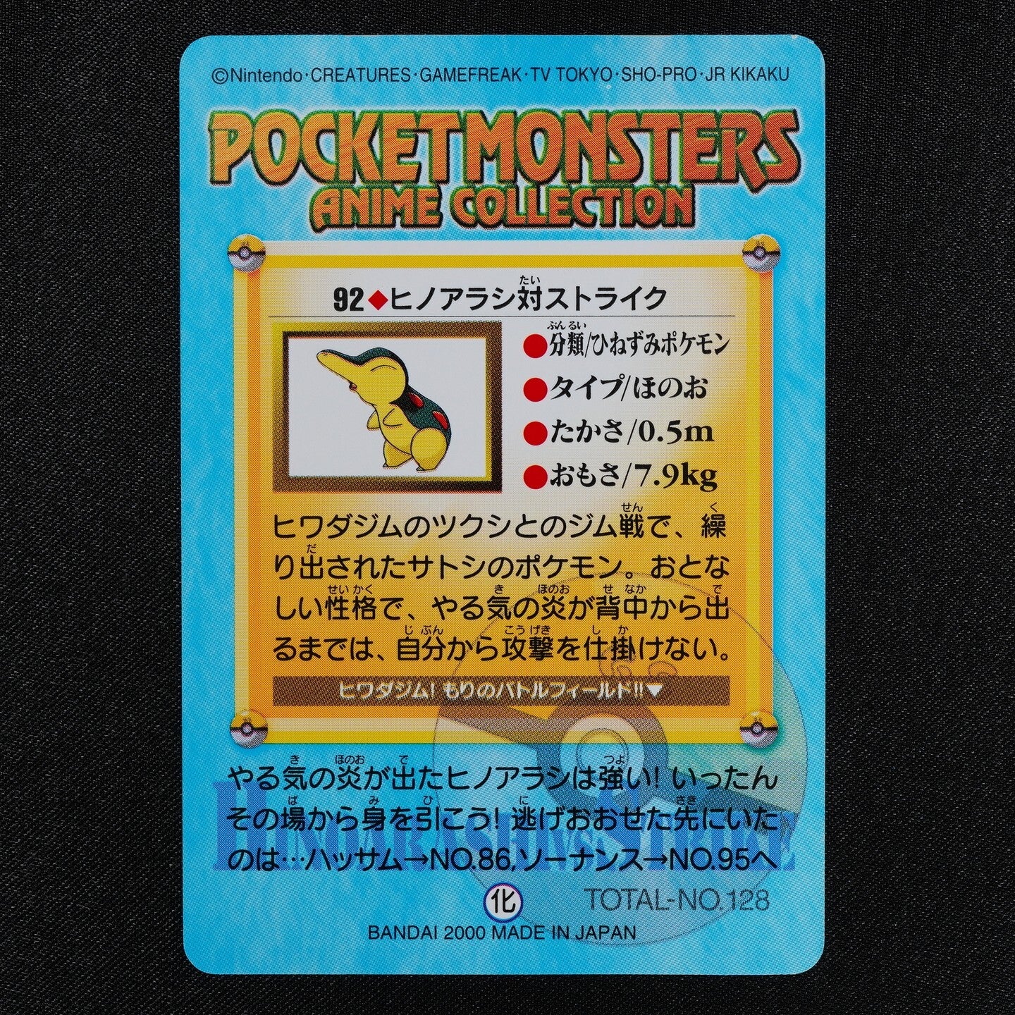 Pokemon Card Cyndaquil vs Scyther 92 Bandai Carddass 2000 Anime Collection F1292